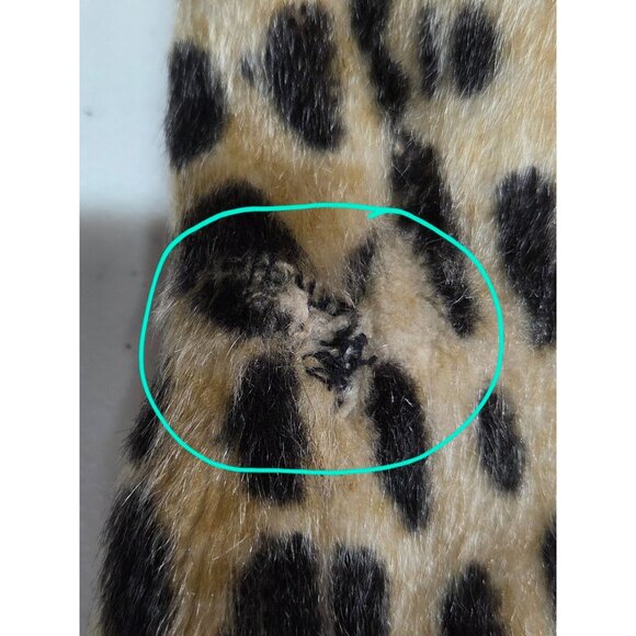 Vintage Russel Taylor Coat Leopard Print Mid Length Button Front Faux Fur Animal - Picture 15 of 16